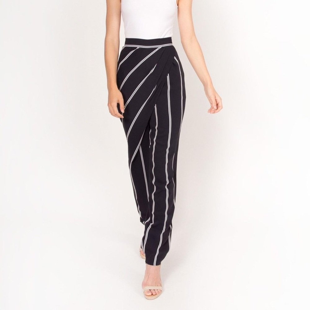 Finders Keepers Every Chance Black & White Striped Pleated Women's Pants